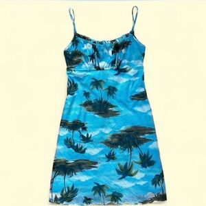 Vintage Y2K California Concepts Tropical Palm Tree Print Mini Dress true